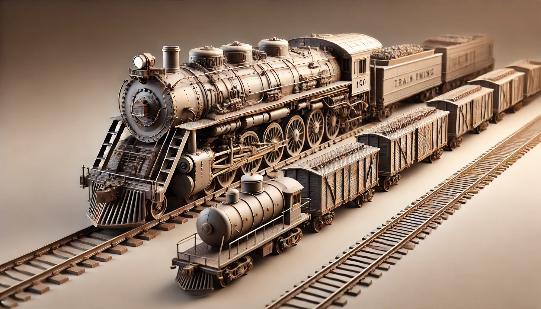 Modèle de locomotive en 3D détaillé.