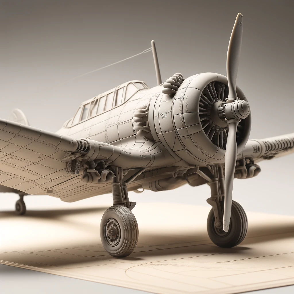 Modèle d'avion vintage en 3D.